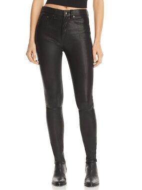 Rag & Bone Leather 100% Lamb Skin Black High Waist Skinny Pant Size 25